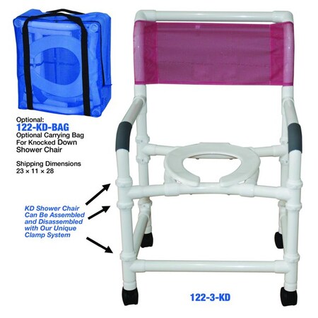 Mjm Internaitonal Knockdown Mid-Size Shower Chair, Standard Mesh - L.Blue 122-3TW-KD-SM-LB